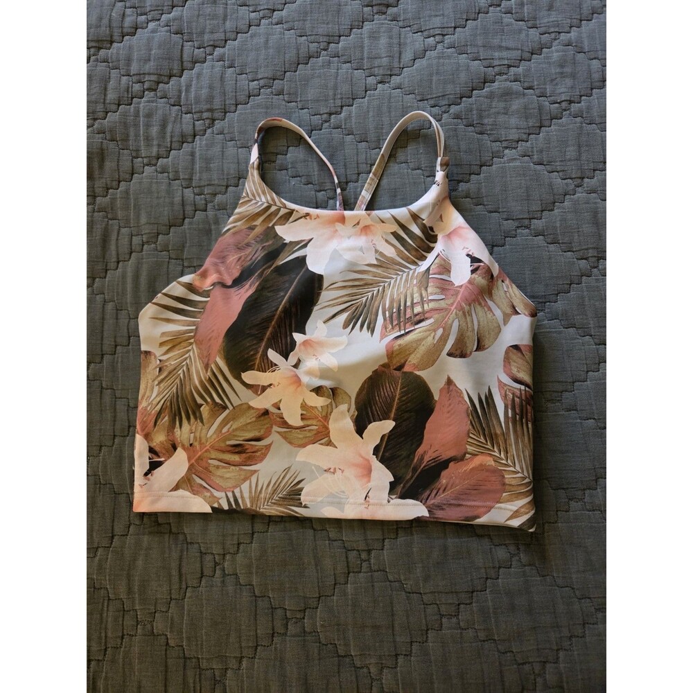 Old Navy Hawaiian Floral Crop Work Out Bra Top Size Large Built In Bra